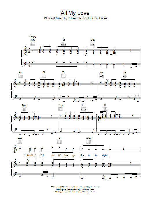Download Led Zeppelin All My Love Sheet Music and learn how to play Drums PDF digital score in minutes