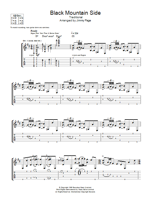 Download Led Zeppelin Black Mountain Side Sheet Music and learn how to play Guitar Tab PDF digital score in minutes