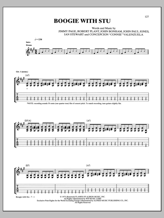 Download Led Zeppelin Boogie With Stu Sheet Music and learn how to play Guitar Tab PDF digital score in minutes