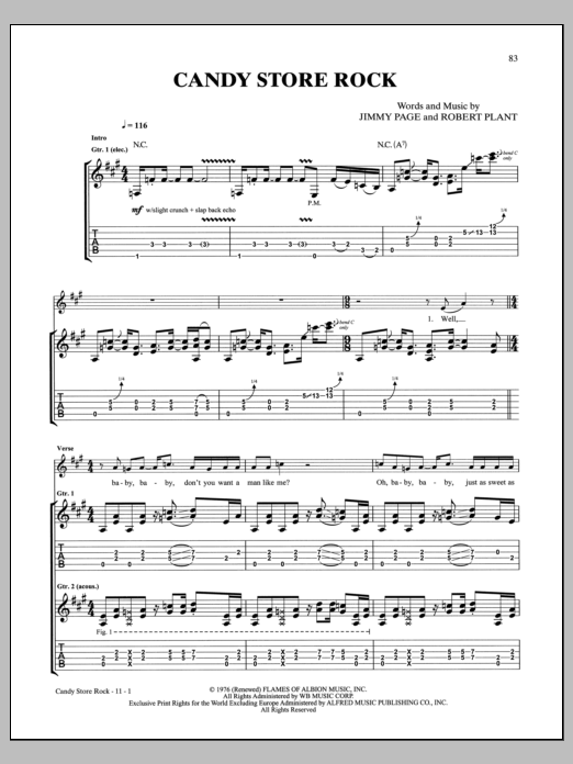 Download Led Zeppelin Candy Store Rock Sheet Music and learn how to play Guitar Tab PDF digital score in minutes