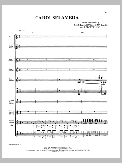 Download Led Zeppelin Carouselambra Sheet Music and learn how to play Guitar Tab PDF digital score in minutes