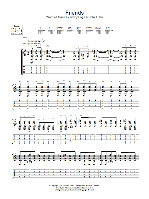 Download Led Zeppelin Friends Sheet Music and learn how to play Guitar Tab PDF digital score in minutes
