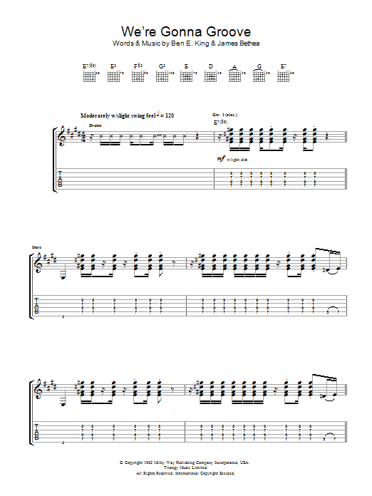 Download Led Zeppelin We're Gonna Groove Sheet Music and learn how to play Guitar Tab PDF digital score in minutes