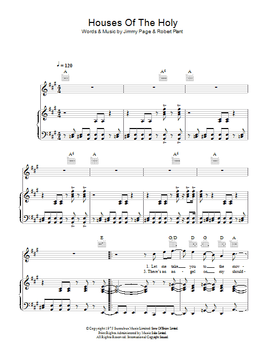 Download Led Zeppelin Houses Of The Holy Sheet Music and learn how to play Bass Guitar Tab PDF digital score in minutes