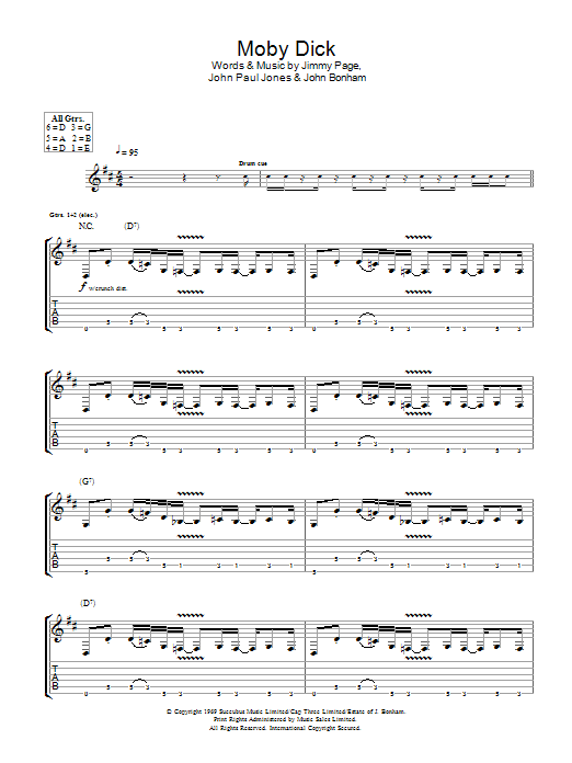 Download Led Zeppelin Moby Dick Sheet Music and learn how to play Guitar Tab PDF digital score in minutes