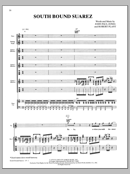 Download Led Zeppelin South Bound Saurez Sheet Music and learn how to play Guitar Tab PDF digital score in minutes