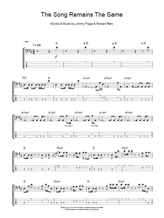Download Led Zeppelin The Song Remains The Same Sheet Music and learn how to play Drums PDF digital score in minutes