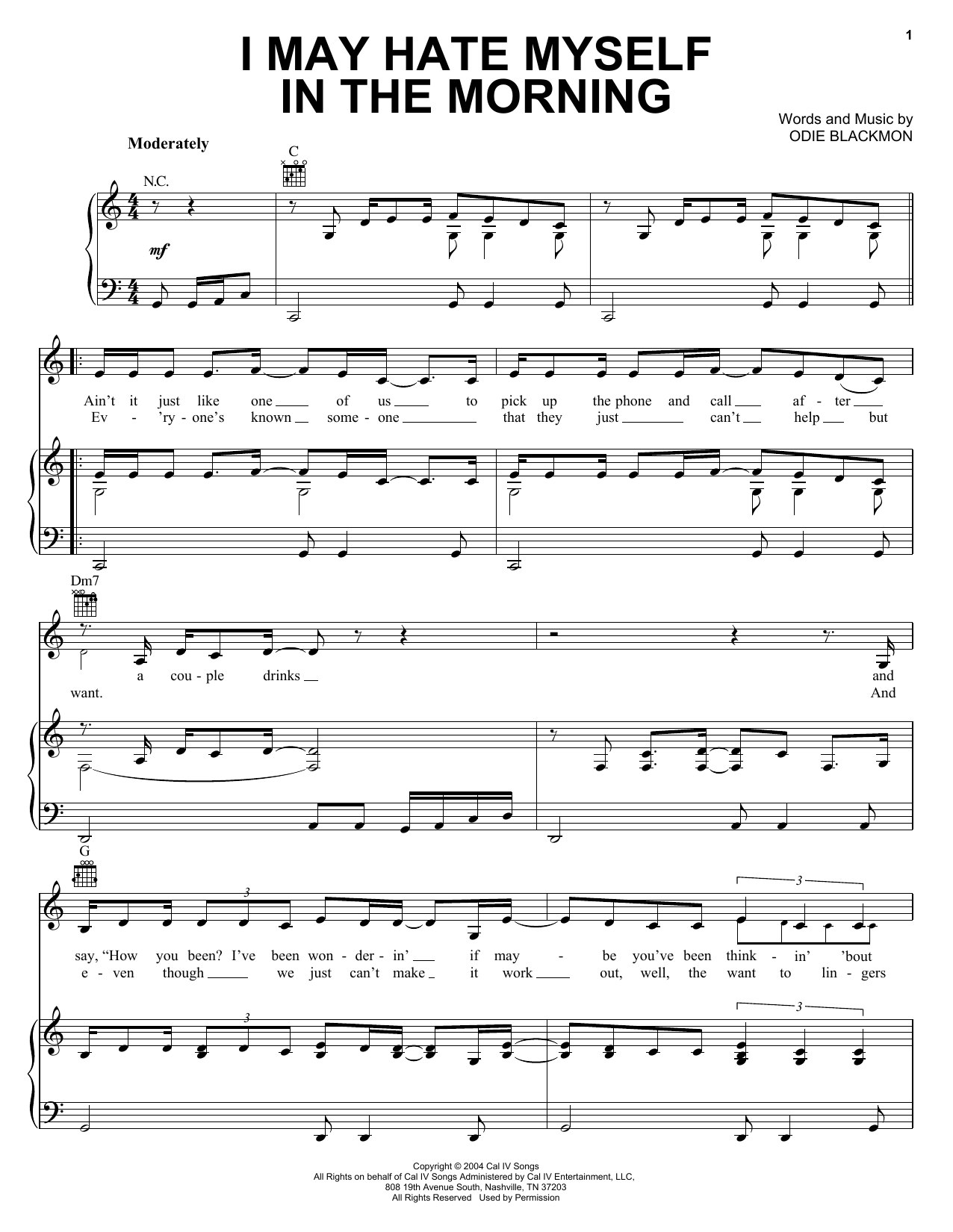 Download Lee Ann Womack I May Hate Myself In The Morning Sheet Music and learn how to play Piano, Vocal & Guitar Chords (Right-Hand Melody) PDF digital score in minutes