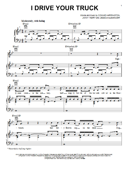 Download Lee Brice I Drive Your Truck Sheet Music and learn how to play Lyrics & Chords PDF digital score in minutes