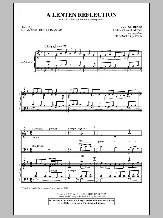 Download Traditional A Lenten Reflection (arr. Lee Dengler) Sheet Music and learn how to play SATB PDF digital score in minutes
