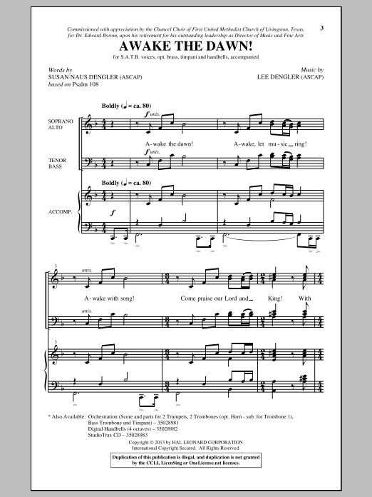 Download Lee Dengler Awake The Dawn! Sheet Music and learn how to play Percussion PDF digital score in minutes