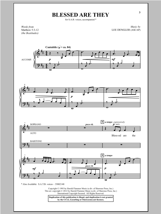 Download Lee Dengler Blessed Are They Sheet Music and learn how to play SAB PDF digital score in minutes