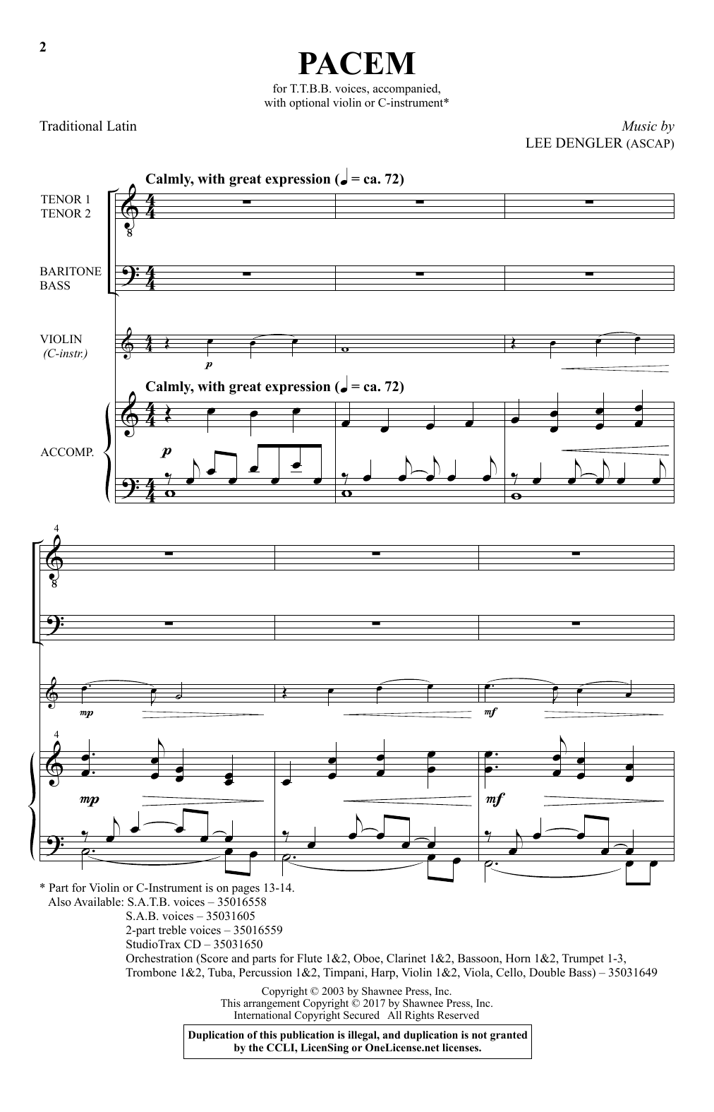 Download Lee Dengler Pacem Sheet Music and learn how to play 2-Part Choir PDF digital score in minutes