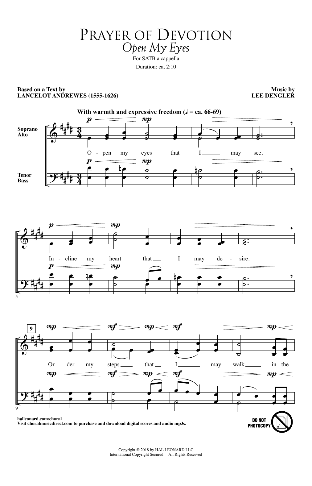 Download Lee Dengler Prayer Of Devotion (Open My Eyes) Sheet Music and learn how to play SATB PDF digital score in minutes