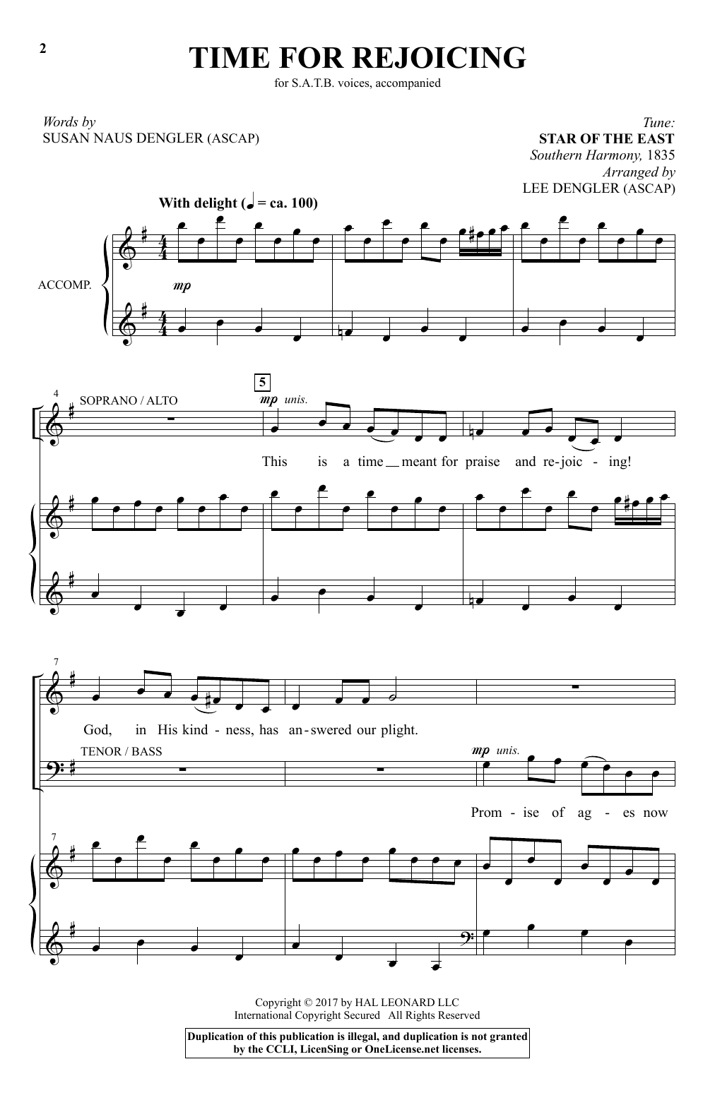Download Lee Dengler Time For Rejoicing Sheet Music and learn how to play SATB PDF digital score in minutes