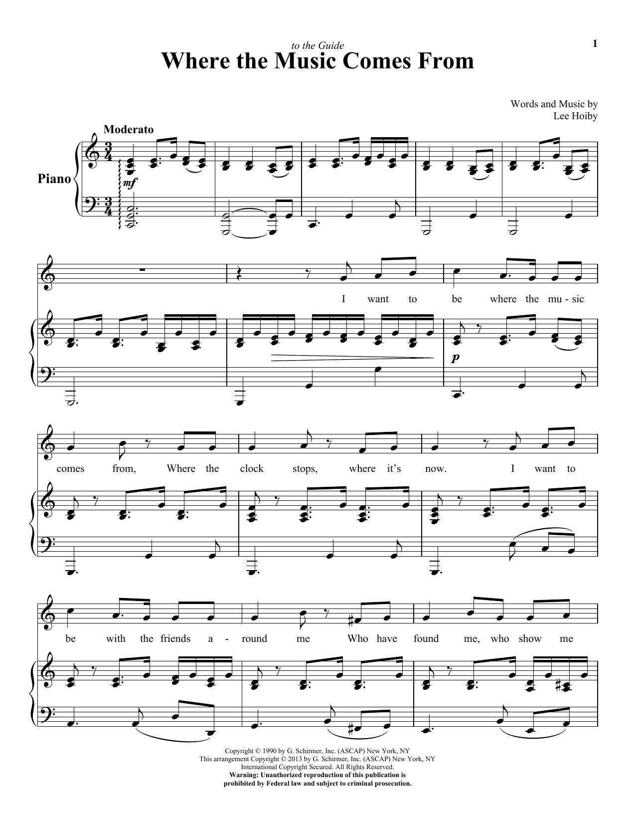 Download Lee Hoiby Where The Music Comes From Sheet Music and learn how to play Piano & Vocal PDF digital score in minutes