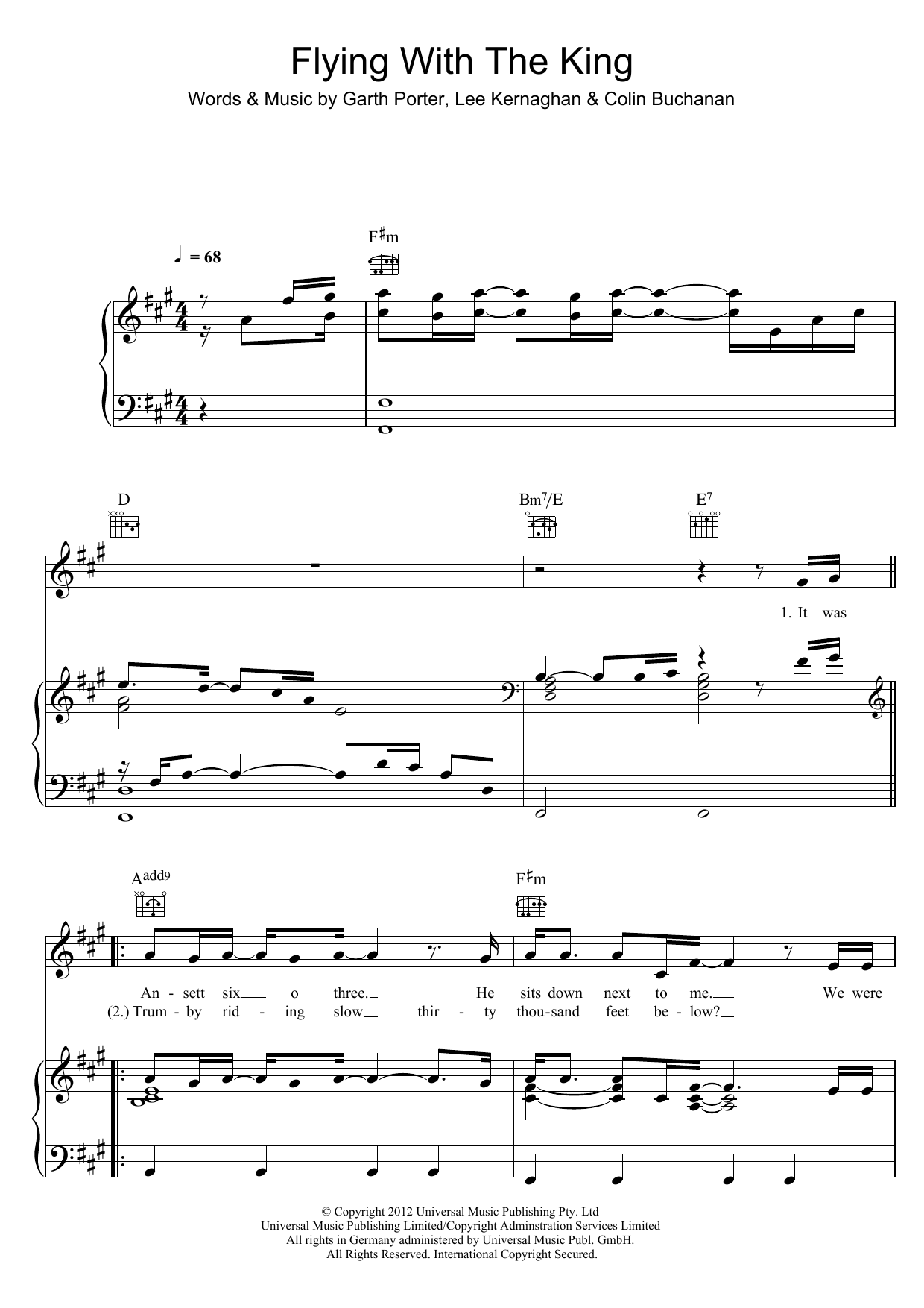 Download Lee Kernaghan Flying With The King Sheet Music and learn how to play Piano, Vocal & Guitar (Right-Hand Melody) PDF digital score in minutes