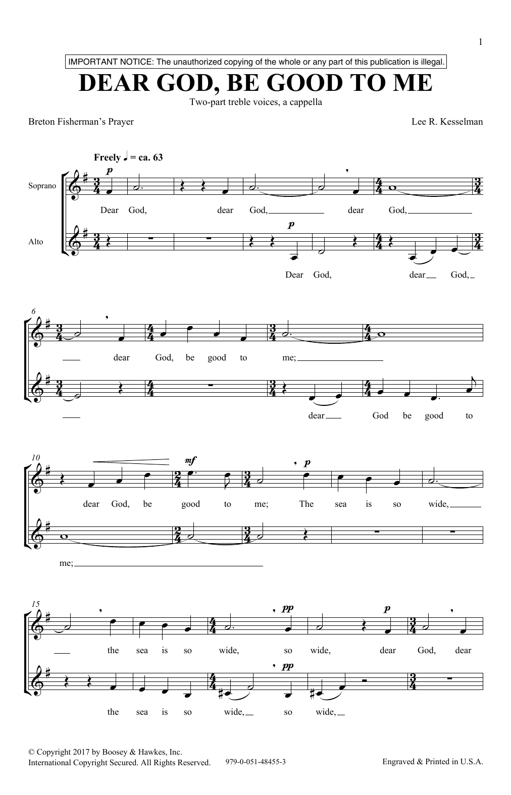 Download Lee Kesselman Dear God, Be Good To Me Sheet Music and learn how to play 2-Part Choir PDF digital score in minutes
