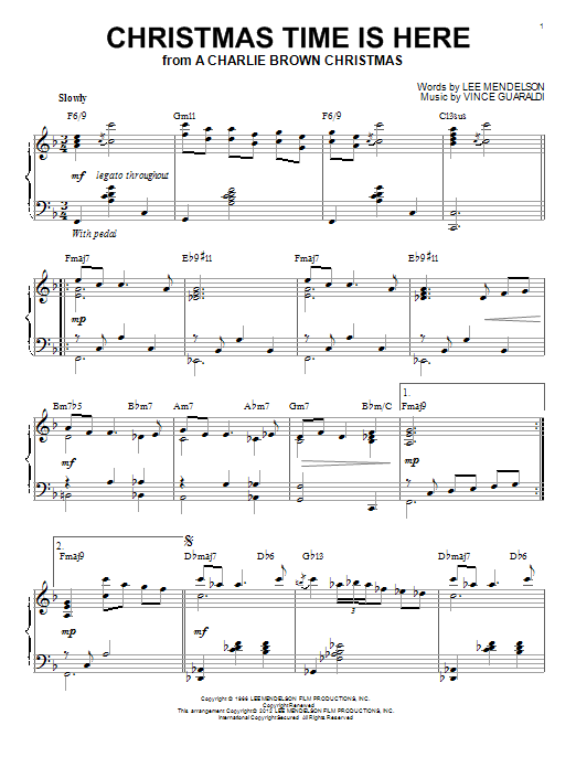 Download Lee Mendelson Christmas Time Is Here Sheet Music and learn how to play Piano PDF digital score in minutes