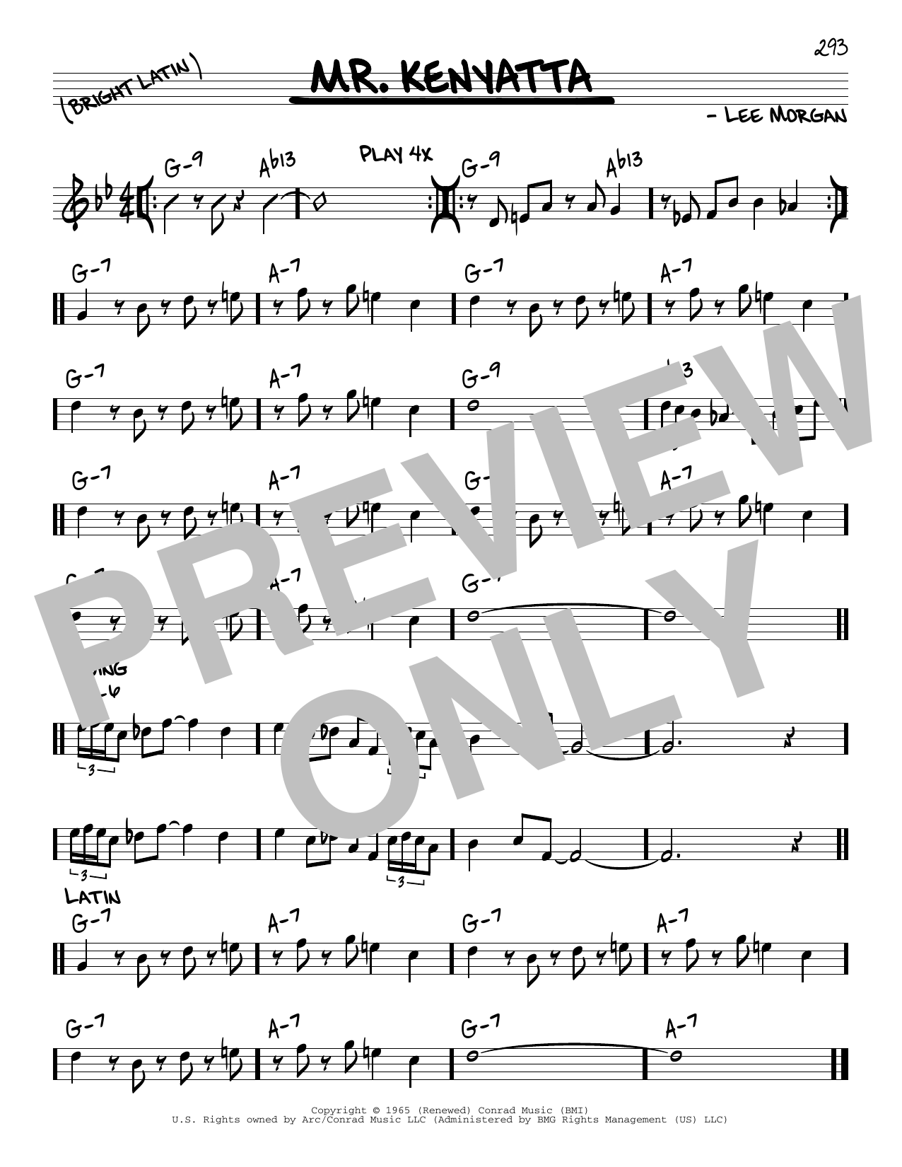 Download Lee Morgan Mr. Kenyatta Sheet Music and learn how to play Real Book – Melody & Chords PDF digital score in minutes