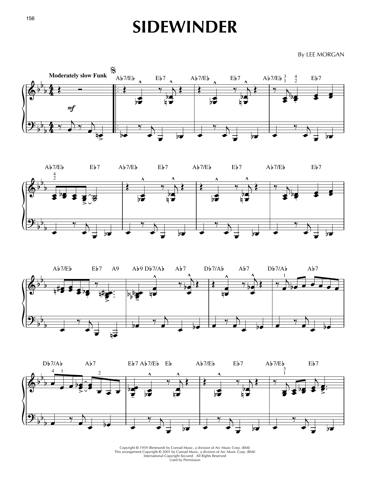 Download Lee Morgan Sidewinder (arr. Brent Edstrom) [Jazz version] Sheet Music and learn how to play Piano Solo PDF digital score in minutes