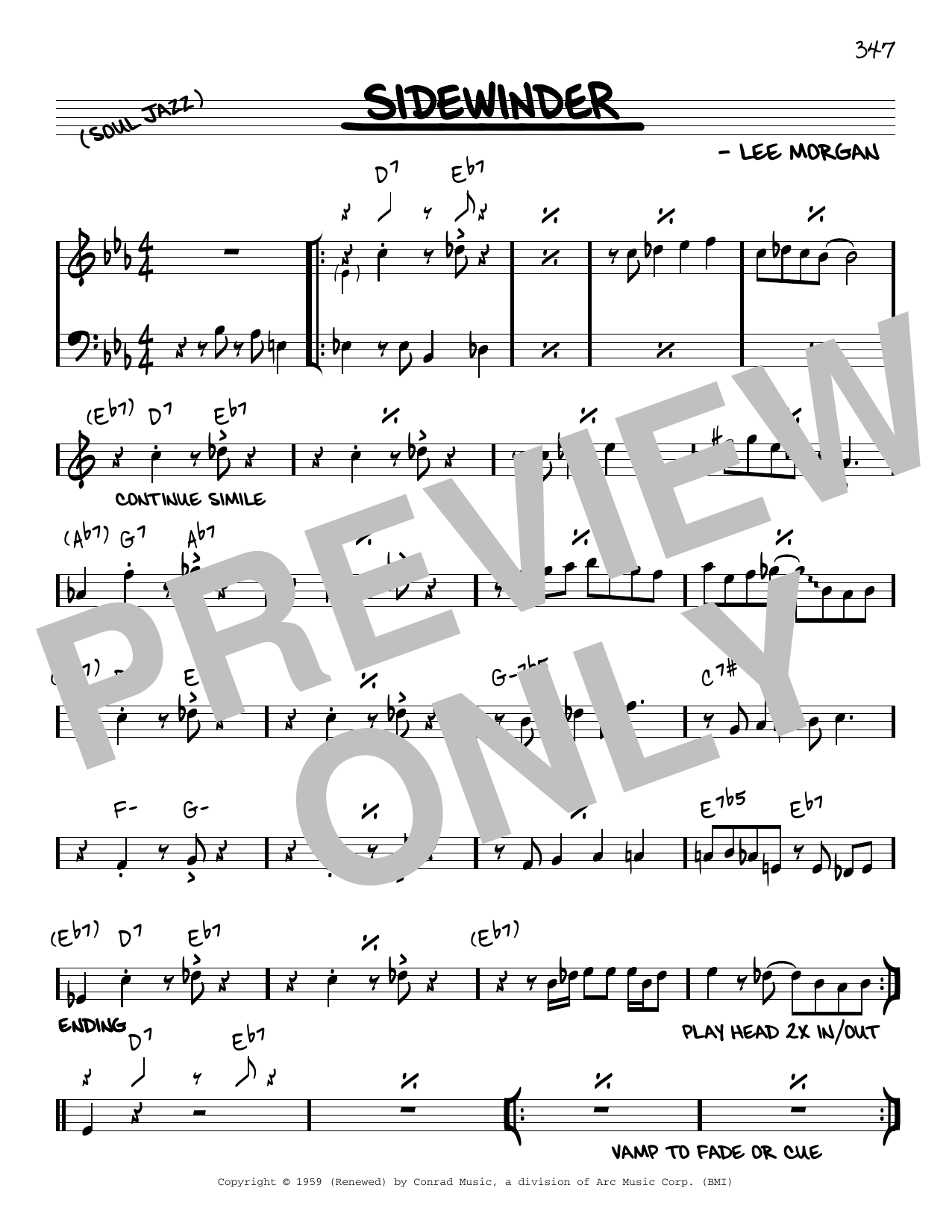 Download Lee Morgan Sidewinder [Reharmonized version] (arr. Jack Grassel) Sheet Music and learn how to play Real Book – Melody & Chords PDF digital score in minutes