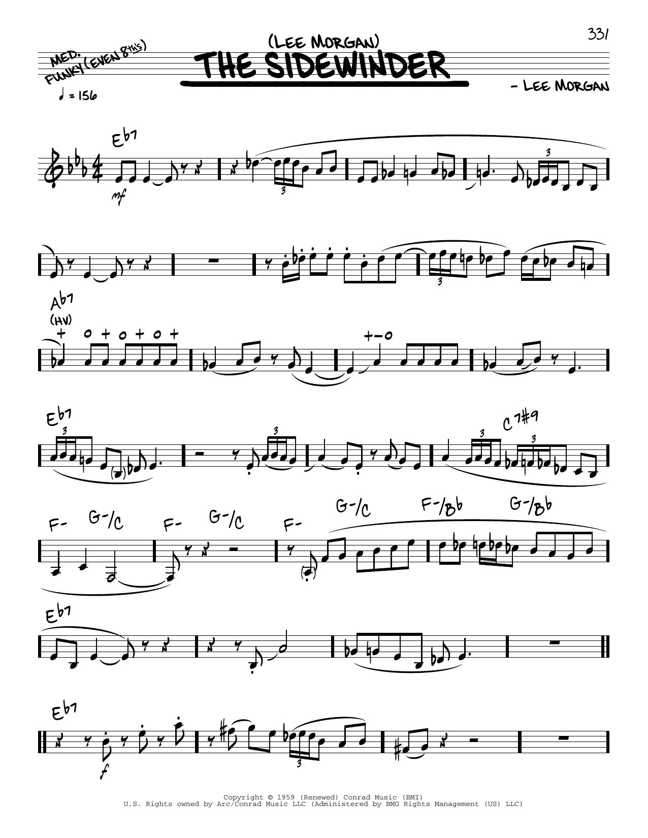 Download Lee Morgan Sidewinder (solo only) Sheet Music and learn how to play Real Book – Melody & Chords PDF digital score in minutes