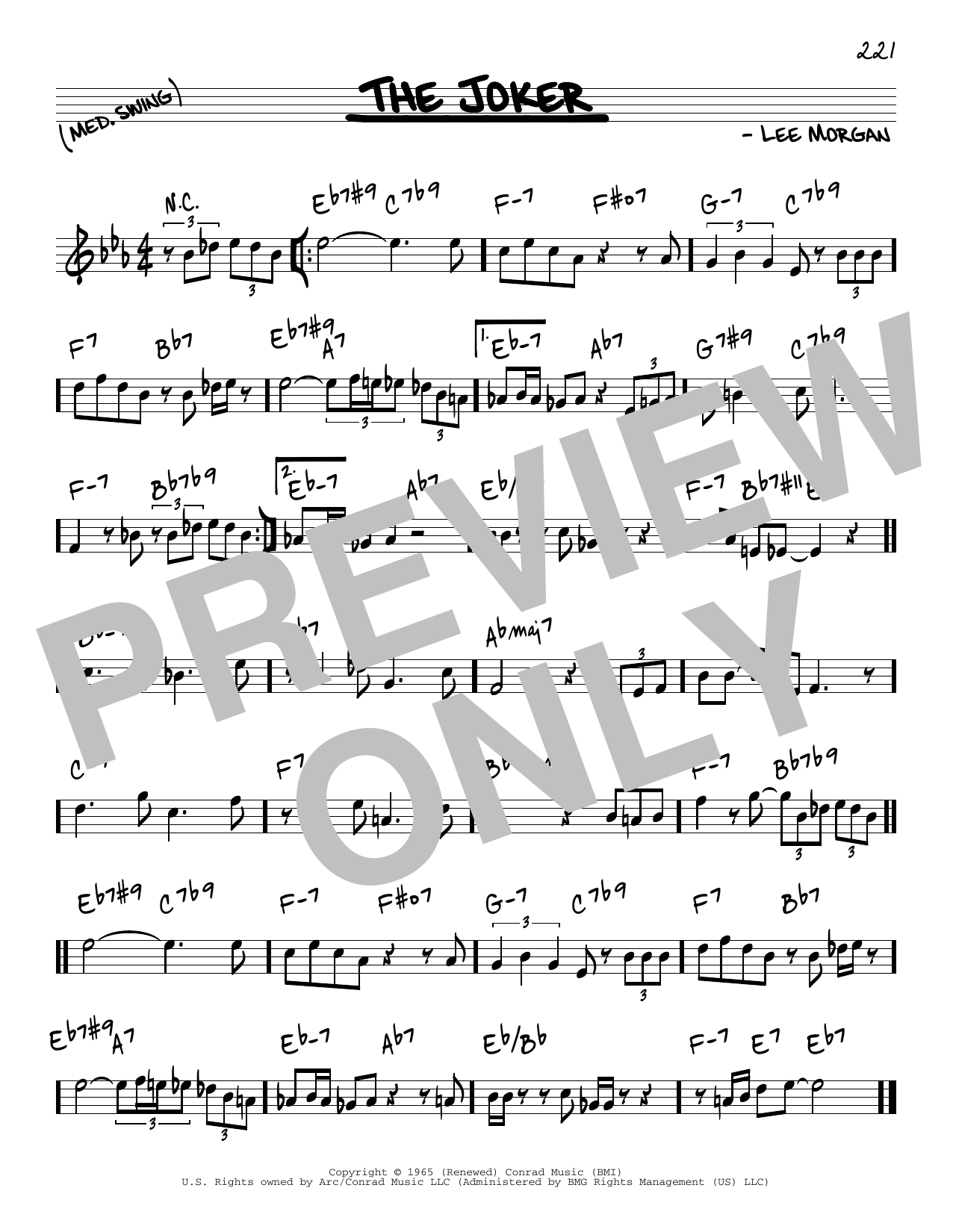 Download Lee Morgan The Joker Sheet Music and learn how to play Real Book – Melody & Chords PDF digital score in minutes