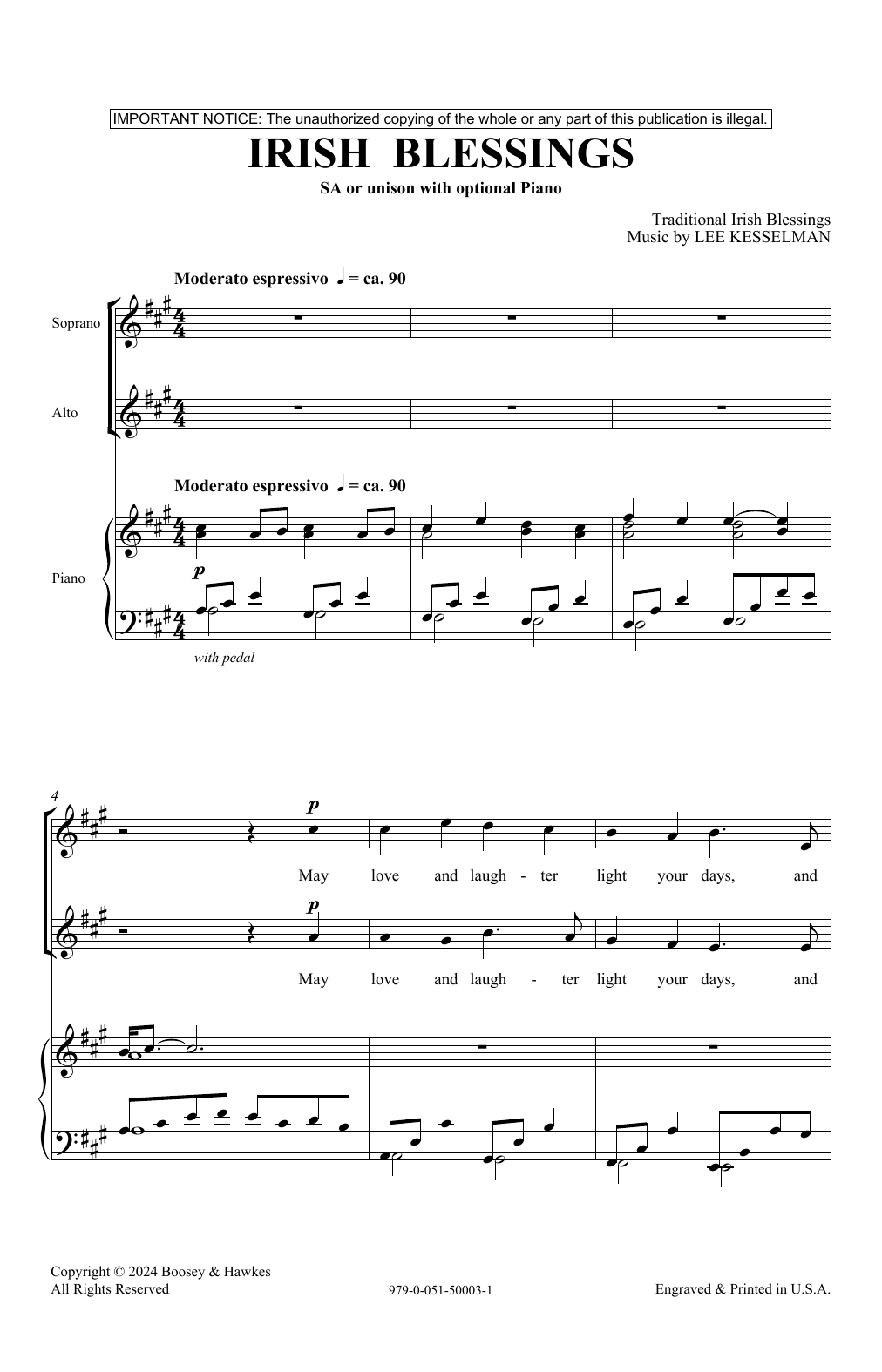 Download Lee R. Kesselman Irish Blessings Sheet Music and learn how to play Choir PDF digital score in minutes