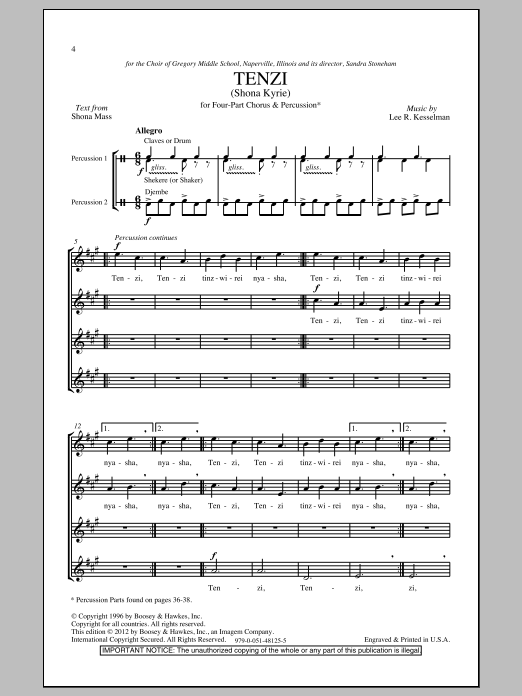 Download Lee R. Kesselman Shona Mass Sheet Music and learn how to play 4-Part PDF digital score in minutes