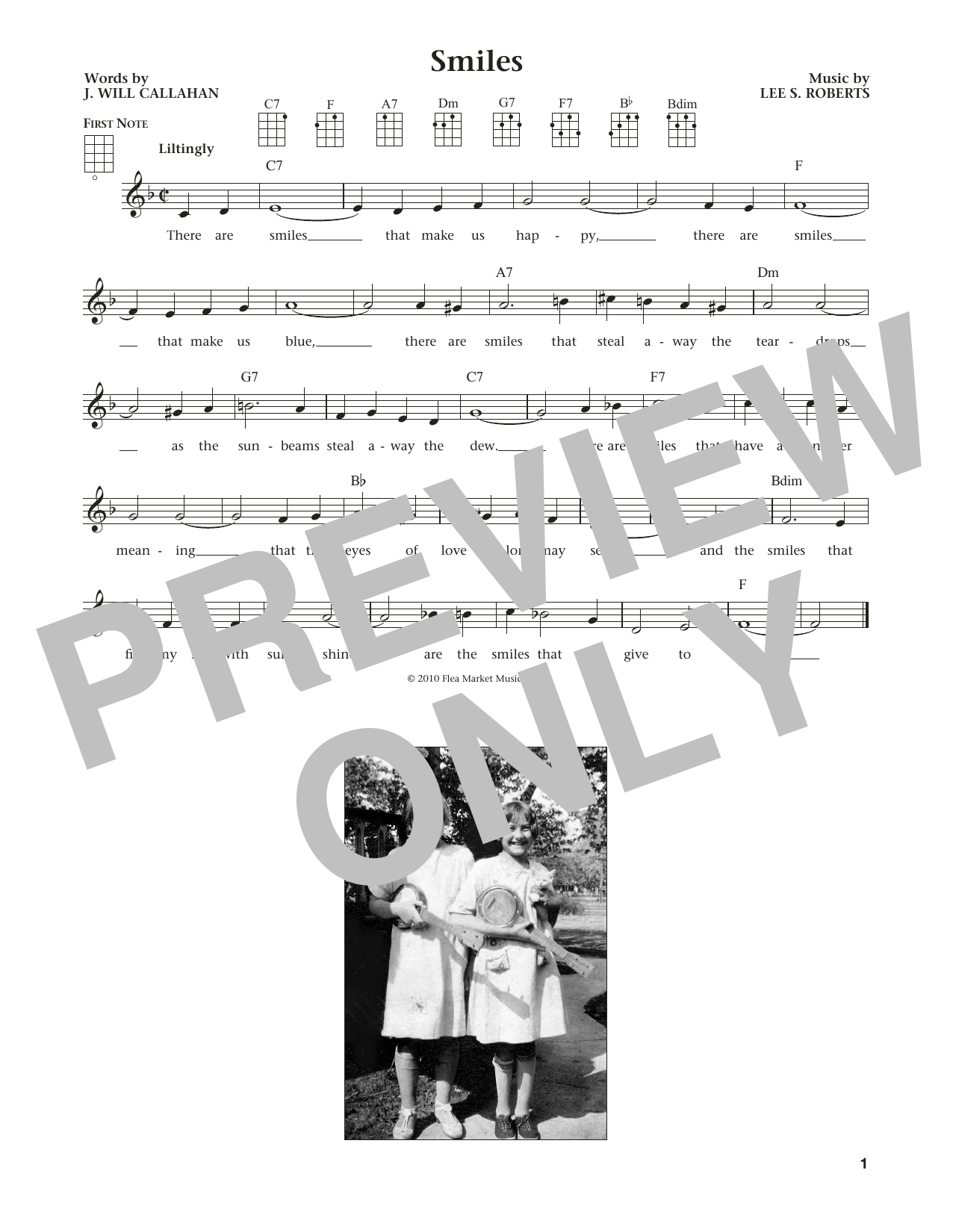 Download Lee S. Roberts Smiles Sheet Music and learn how to play Ukulele PDF digital score in minutes