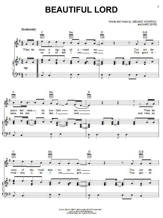 Download Leeland Beautiful Lord Sheet Music and learn how to play Piano, Vocal & Guitar (Right-Hand Melody) PDF digital score in minutes