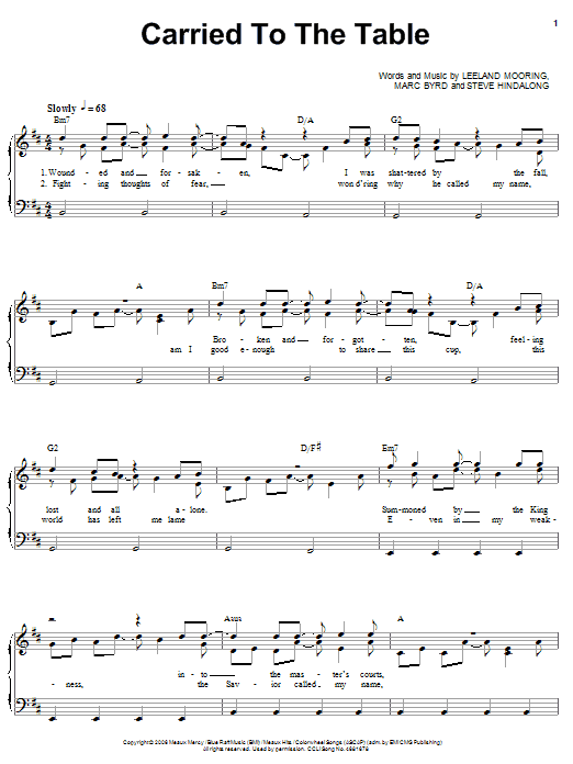 Download Leeland Carried To The Table Sheet Music and learn how to play Piano, Vocal & Guitar (Right-Hand Melody) PDF digital score in minutes