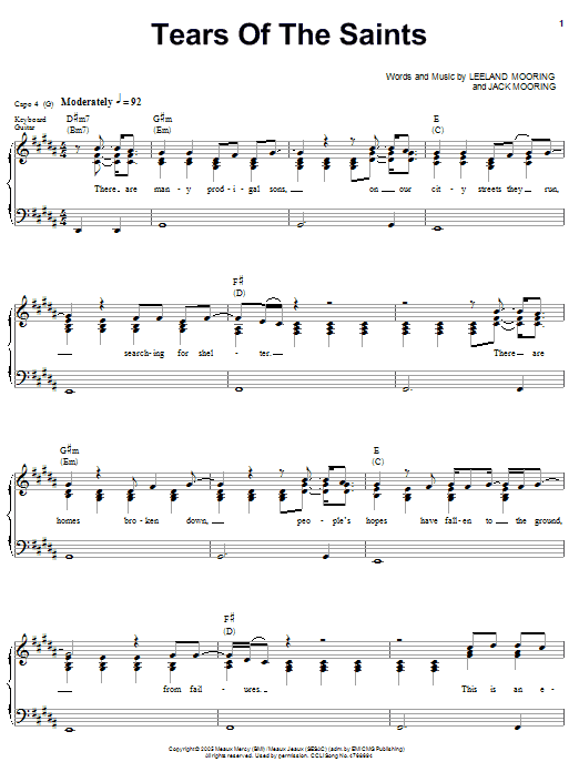 Download Leeland Tears Of The Saints Sheet Music and learn how to play Piano, Vocal & Guitar (Right-Hand Melody) PDF digital score in minutes