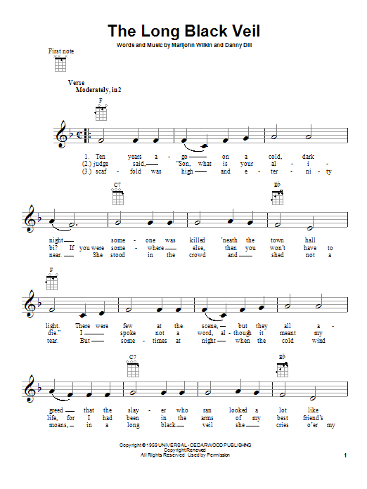 Download Various The Long Black Veil Sheet Music and learn how to play Lead Sheet / Fake Book PDF digital score in minutes