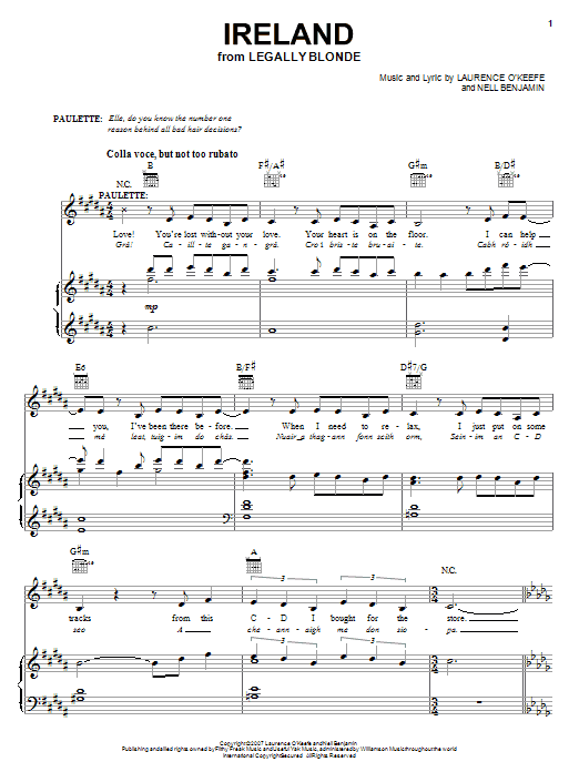 Download Legally Blonde The Musical Ireland Sheet Music and learn how to play Piano, Vocal & Guitar (Right-Hand Melody) PDF digital score in minutes
