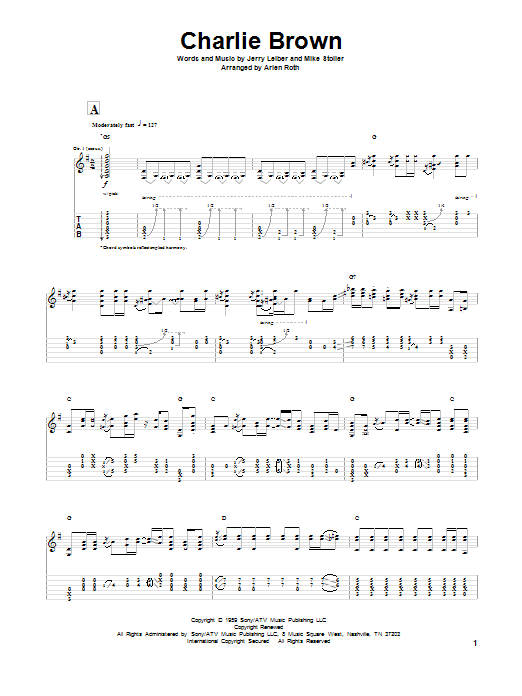 Download Leiber And Stoller Charlie Brown Sheet Music and learn how to play Guitar Tab PDF digital score in minutes