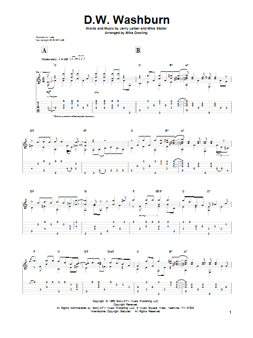 Download Leiber And Stoller D.W. Washburn Sheet Music and learn how to play Guitar Tab PDF digital score in minutes