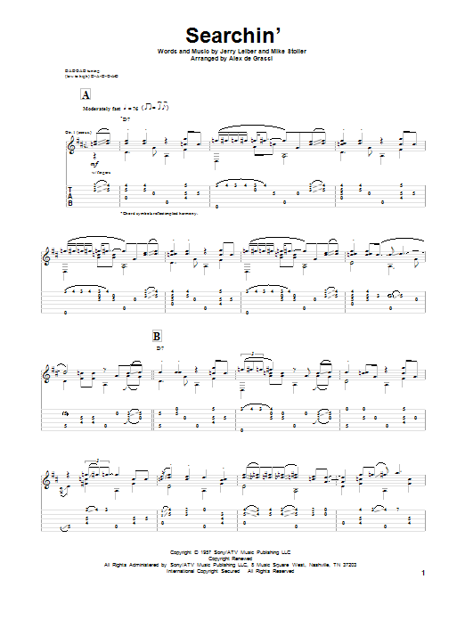 Download Leiber And Stoller Searchin' Sheet Music and learn how to play Guitar Tab PDF digital score in minutes