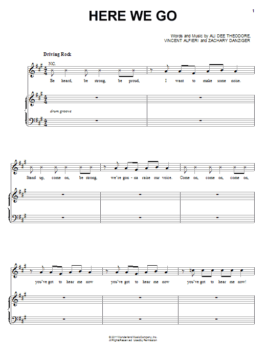 Download Lemonade Mouth (Movie) Here We Go Sheet Music and learn how to play Piano, Vocal & Guitar (Right-Hand Melody) PDF digital score in minutes