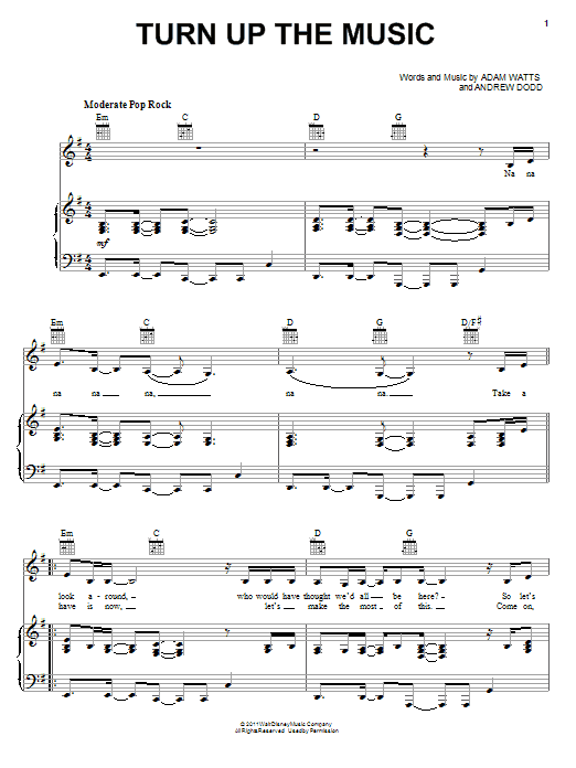 Download Lemonade Mouth (Movie) Turn Up The Music Sheet Music and learn how to play Piano, Vocal & Guitar (Right-Hand Melody) PDF digital score in minutes