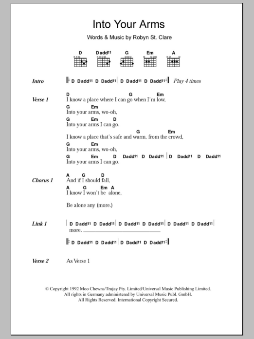 Download The Lemonheads Into Your Arms Sheet Music and learn how to play Lyrics & Chords PDF digital score in minutes