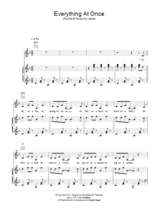 Download Lenka Everything At Once Sheet Music and learn how to play Keyboard PDF digital score in minutes