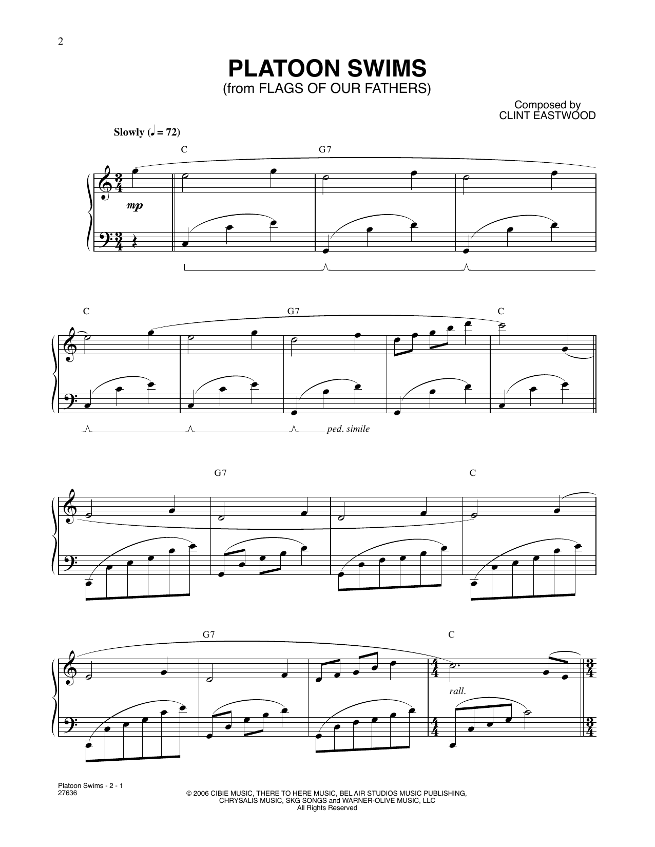 Download Lennie Niehaus Platoon Swims (from Flags Of Our Fathers) Sheet Music and learn how to play Piano Solo PDF digital score in minutes