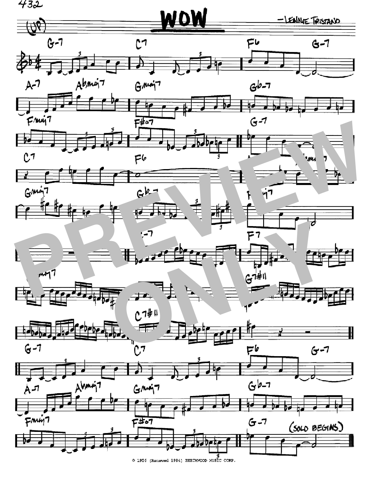 Download Lennie Tristano Wow Sheet Music and learn how to play Real Book - Melody & Chords - C Instruments PDF digital score in minutes