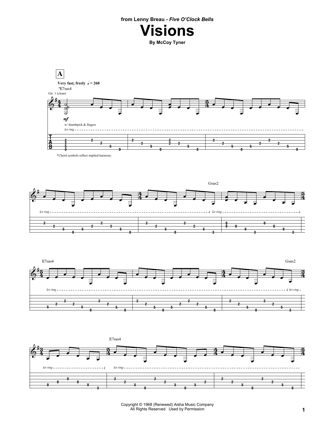 Download Lenny Breau Visions Sheet Music and learn how to play Guitar Tab PDF digital score in minutes