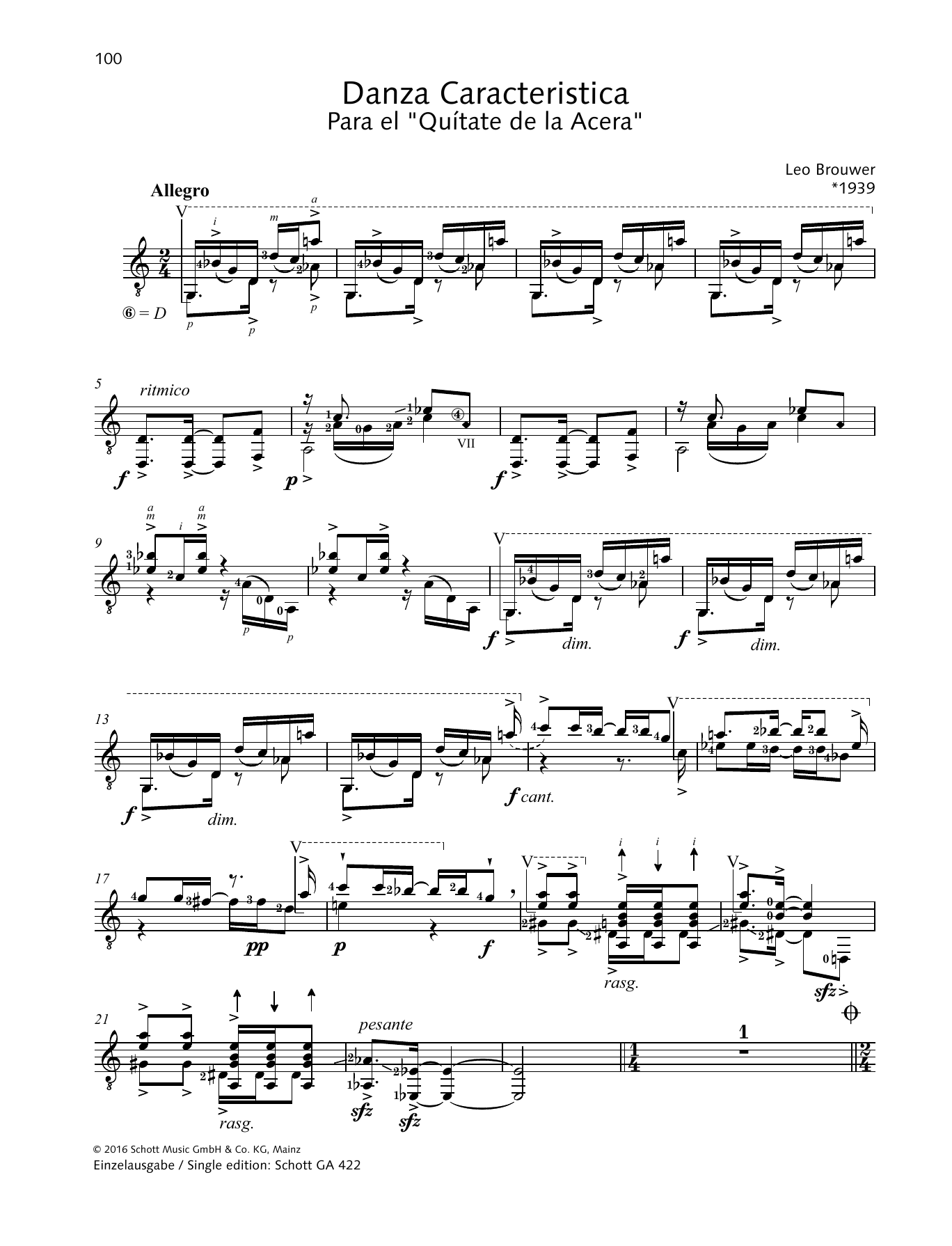 Download Léo Brouwer Danza Caracteristica Sheet Music and learn how to play Solo Guitar PDF digital score in minutes