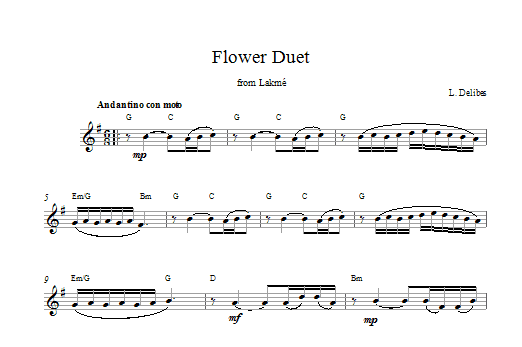 Download Léo Delibes Flower Duet Sheet Music and learn how to play Flute Duet PDF digital score in minutes