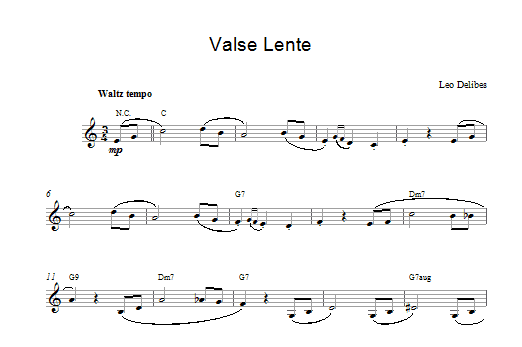 Download Leo Delibes Valse Lenten Sheet Music and learn how to play Melody Line & Chords PDF digital score in minutes