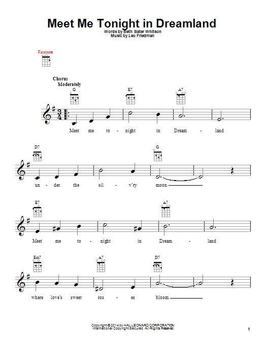 Download Leo Friedman Meet Me Tonight In Dreamland Sheet Music and learn how to play Ukulele PDF digital score in minutes